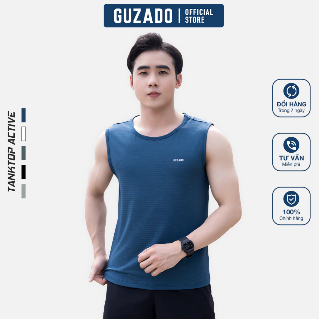 Áo ba lỗ nam Guzado tanktop thể thao khỏe khắn,rộng rãi thoáng mát,vận động thoải mái GTT-GATT25S001