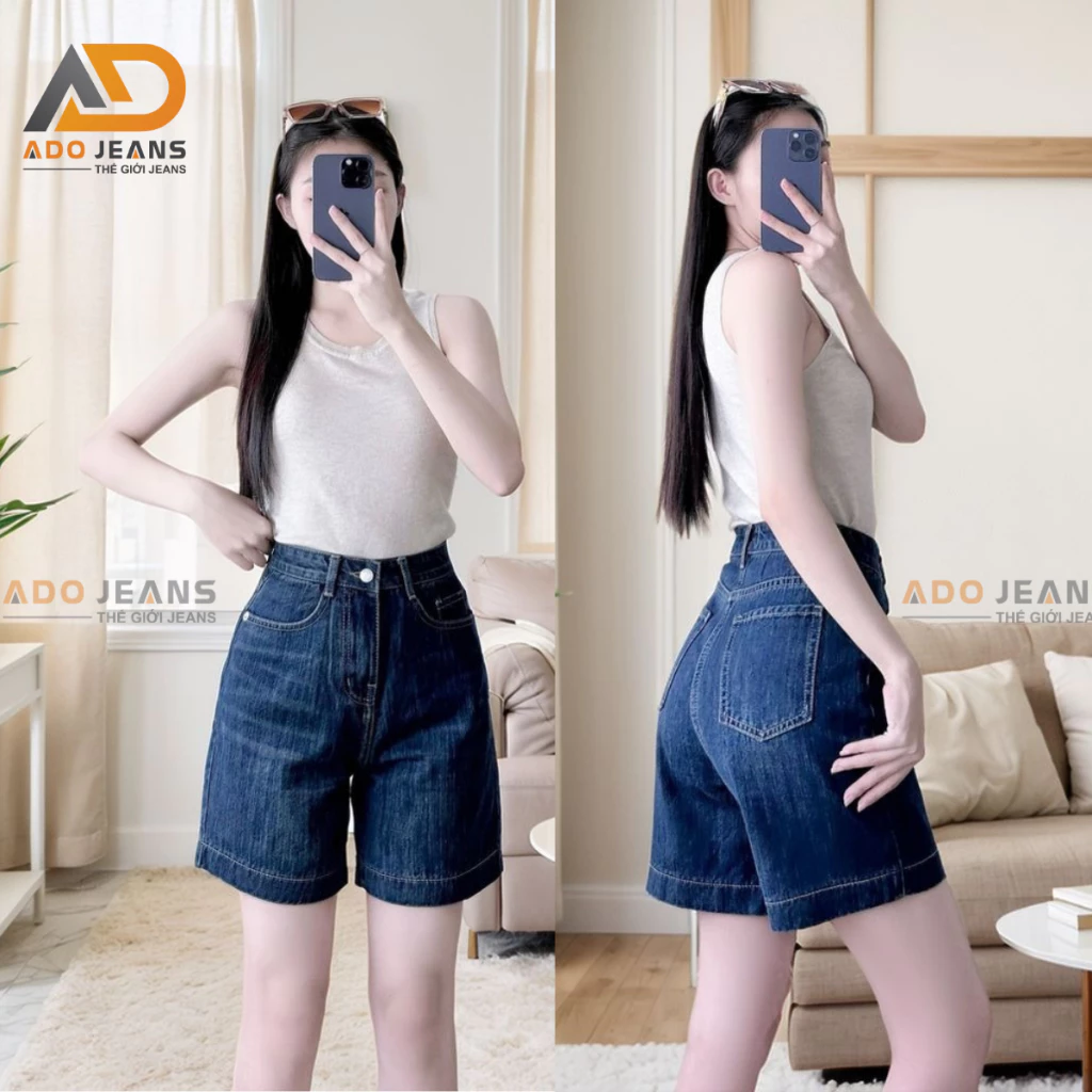 Quần short Jeans lững nữ lưng cao tôn dáng,thiết kế đơn giản chuẩn form -chất Jeans bò dày mịn đẹp (N07)