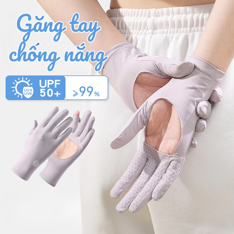 Găng Tay Lụa Băng Chống Nắng Nữ UV50+, Bao Tay Chông Nắng Thiết Kế Hở Lòng Bàn Tay Thoáng Khí Chống Trượt