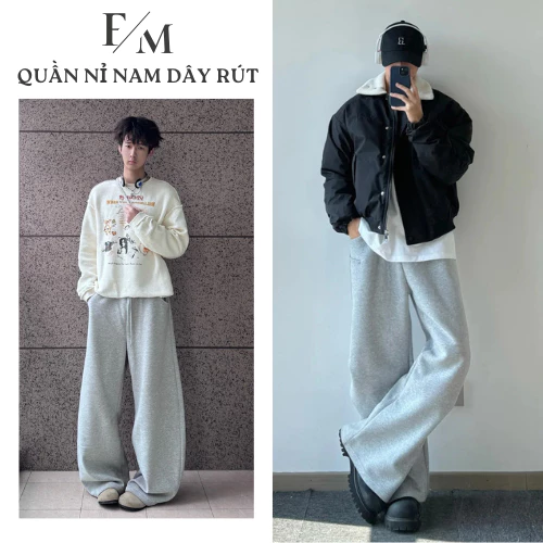 Quần Nỉ Nam Cạp Chun Dây Rút Quần Nỉ 2 Da Ống Quần Có Thể Điều Chỉnh Phong Cách Năng Động Thể Thao Bigsize