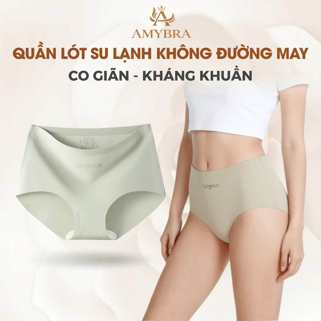 Quần Lót Nữ Su Lạnh Cạp Ép Không Viền May - Quần Chip Nữ Cao Cấp Đáy Có Lót Kháng Khuẩn AMYBRA L057