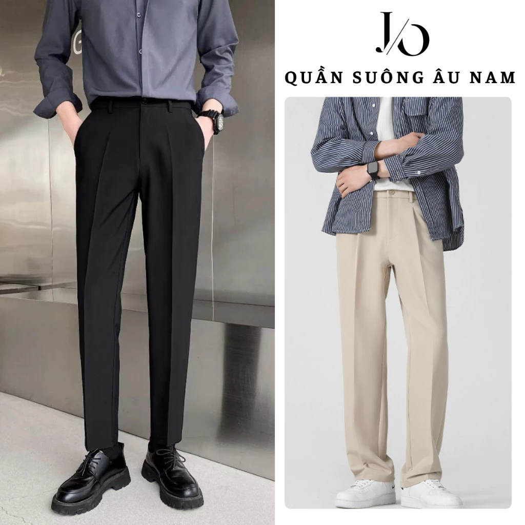 Quần Vải Âu Nam Suông Ống Đứng Dáng Baggy Cạp Cao Quần Âu Nam Tôn Dáng Chất Vải Tuyết Hàn Không Xù
