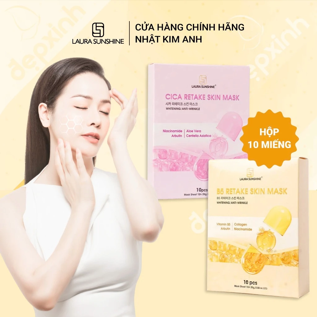 [GIẢM GIÁ SỐC] Hộp 10 mặt nạ dưỡng sáng da cấp ẩm Laura Sunshine Skin Mask 25g