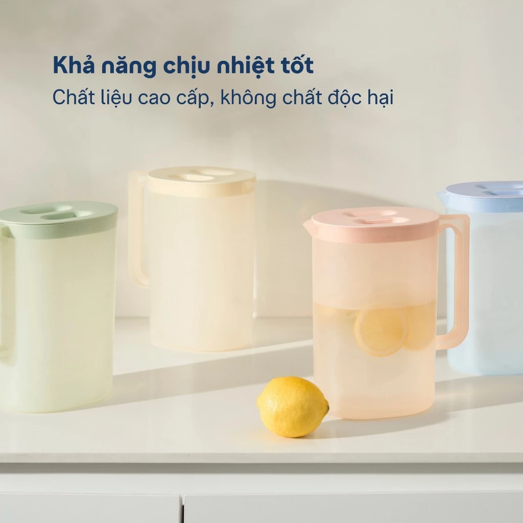 [NEW ARRIVAL] Bình nước có quai YAMA inochi 2.6L nắp đậy, bình nước để tủ lạnh Chống Rò Rỉ, Chất Liệu PP An Toàn