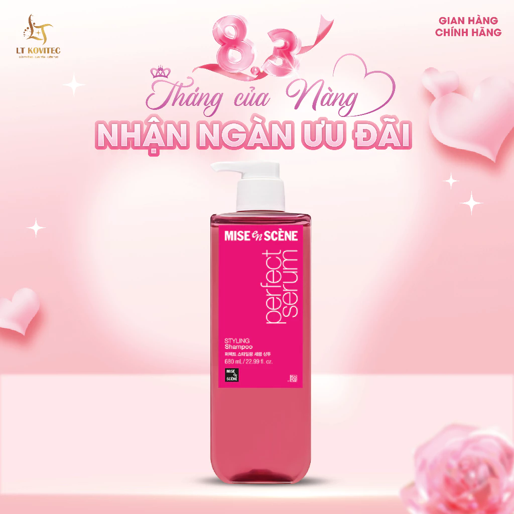 [SIZE LỚN 680ML] Dầu gội mise en scène Perfect Styling giúp tóc suôn mượt và dễ vào nếp,giữ nếp 24h