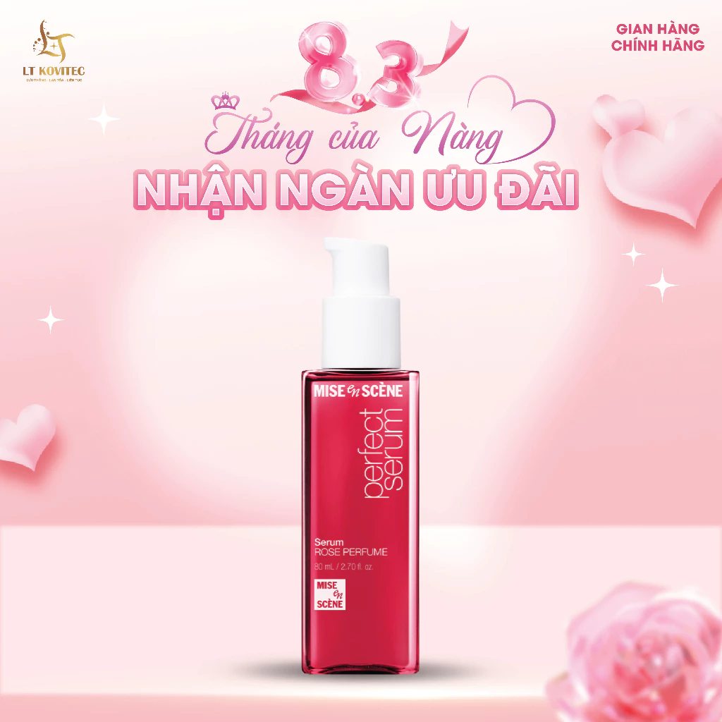 Tinh chất dưỡng tóc mise en scène Perfect Serum Rose Perfume 80ml phục hồi tóc hư tổn, hương hoa hồng Damak