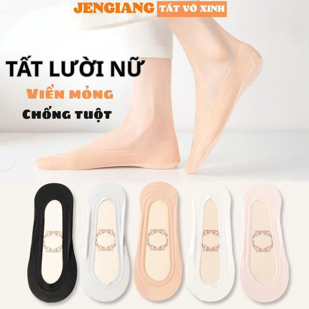 Tất thuyền lụa băng silicon chống trượt mỏng nhẹ thoáng khí thấm hút mồ hôi dành cho nữ V71