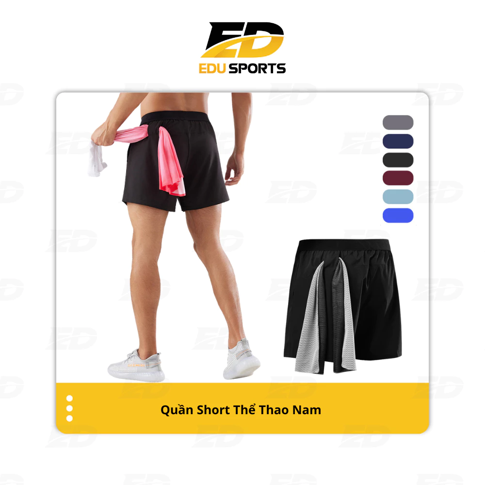 Quần đùi Nam cạp chun vải gió thể thao mềm mát form xuông chạy bộ, tập gym