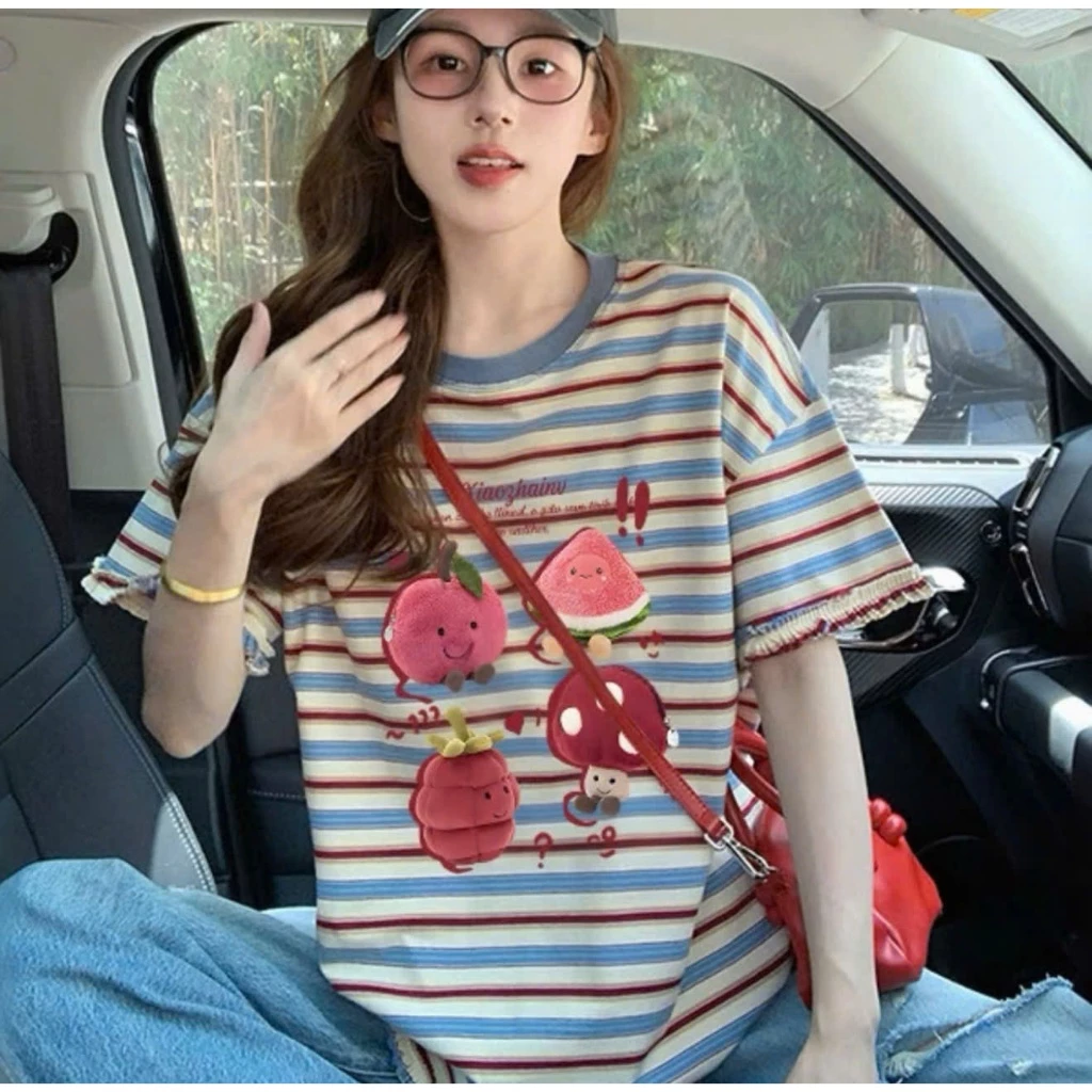 Áo phông phối tay bèo, áo thun nữ form rộng tay lỡ nhiều hình dễ thương unisex phong cách Ulzzang