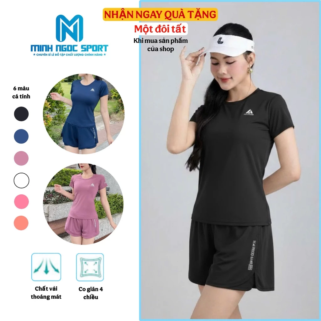 [Có túi] Độ tập gym nữ, bộ tập nhảy erobic nữ, quần 2 lớp áo cộc cao cấp chất thun mát thấm mồ hôi. Mmestore