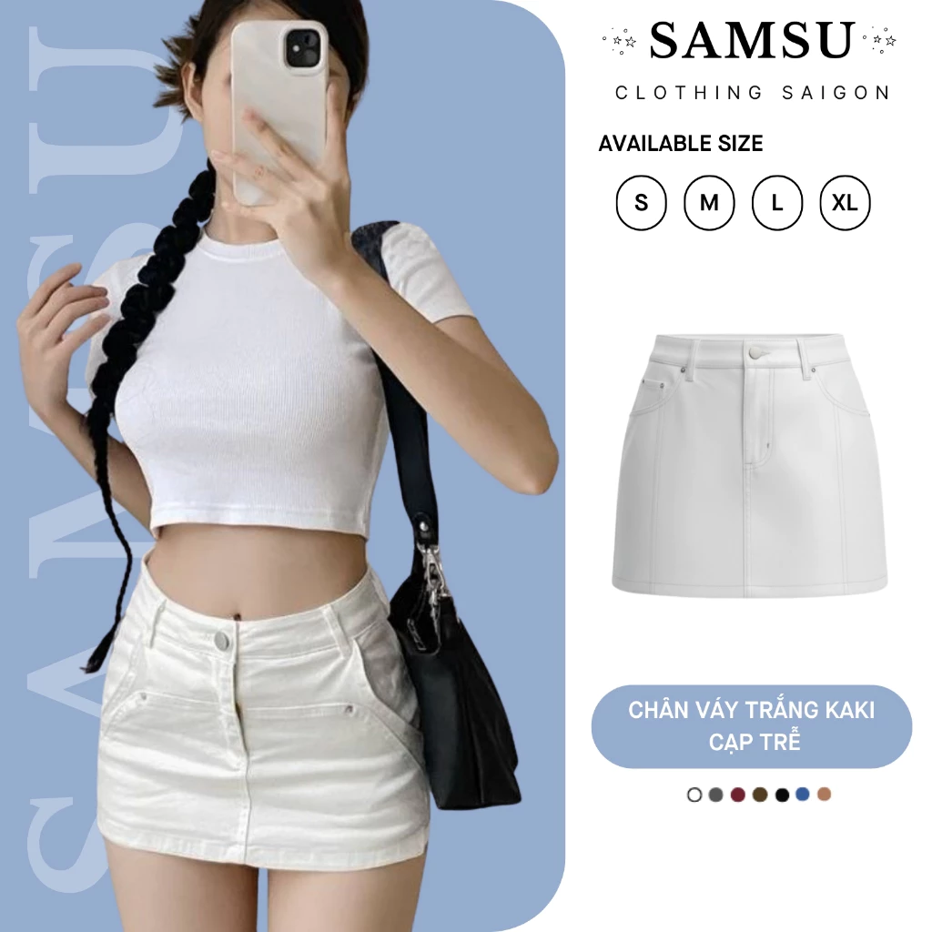 Chân Váy Kaki Dạng Ngắn Ôm Body Kèm Quần Lót Trong Phong Cách Sexy Năng Động Cá Tính Samsu.Clothing_Saigon