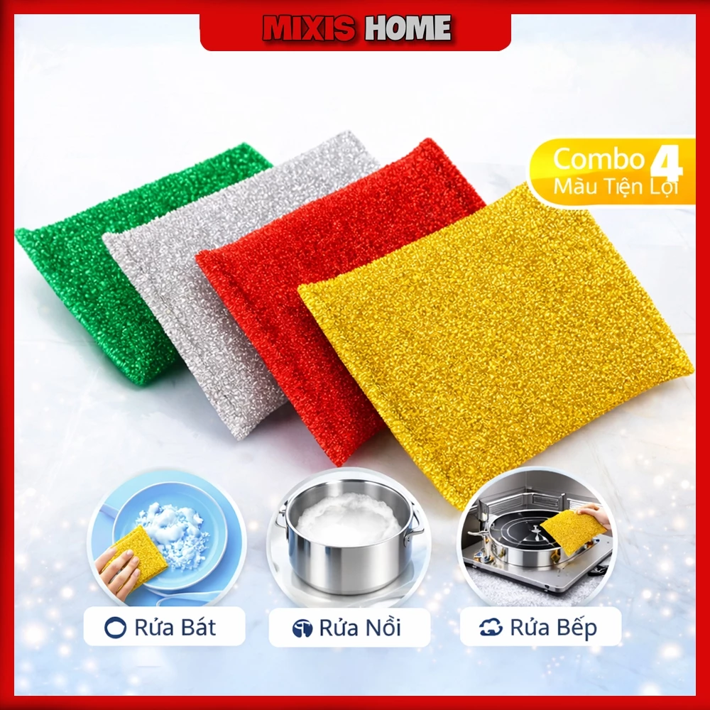 Miếng Cước Cọ Xoong Kim Tuyến Hình Chữ Nhật Nhiều Bọt An Toàn Cho Bề Mặt Sứ, Thủy Tinh - GD246