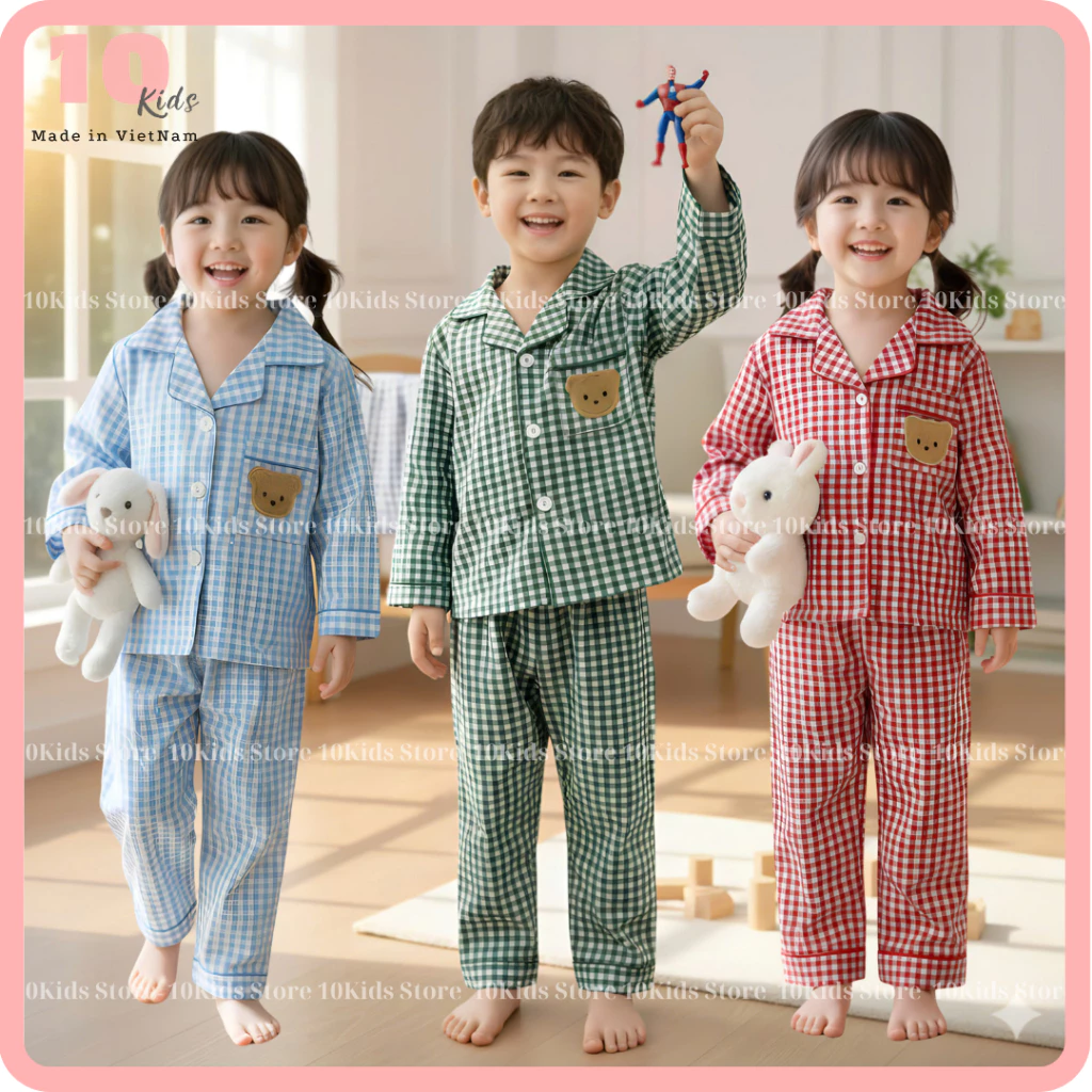 [MÀU MỚI] Bộ Ngủ Pijama Phong Cách Hàn Quốc Cho Bé Trai, Bé Gái - Chất Liệu Kate Thái Siêu Mát