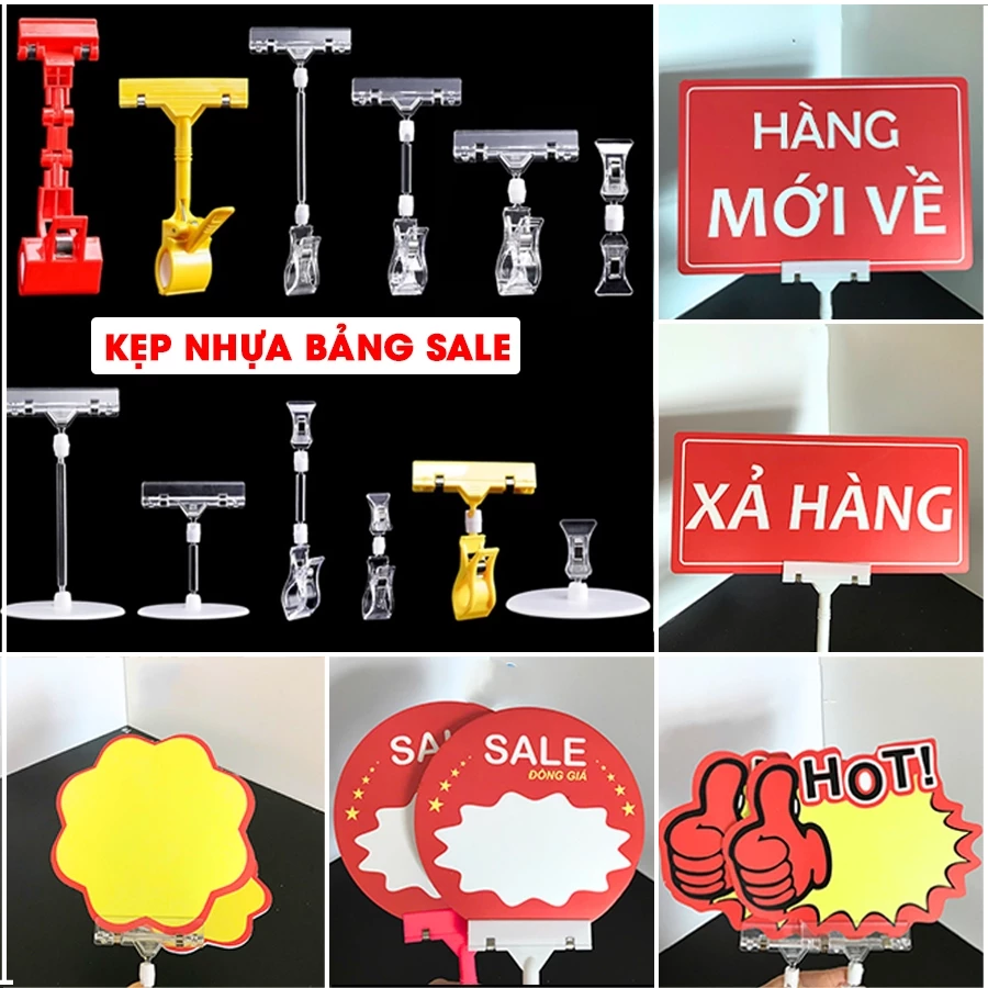 Combo 2 Kẹp nhựa, Kẹp bảng giá sale, Kẹp giấy, kẹp bảng quảng cáo để bàn tiện lợi