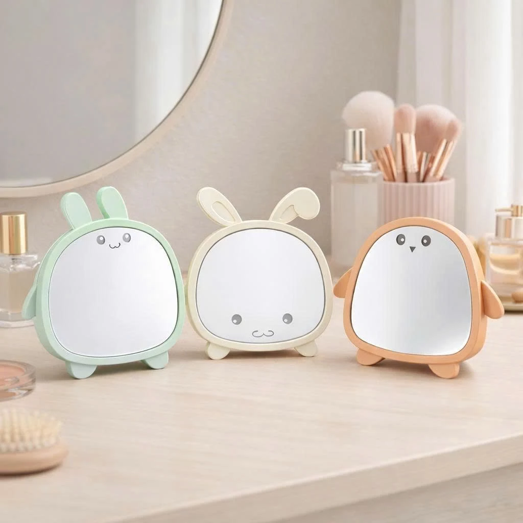 Gương Để Bàn Mini Trang Điểm Lumi Lax, Gương Decor Tai Mèo Tai Gấu Chim Cánh Cụt Nhỏ Gọn
