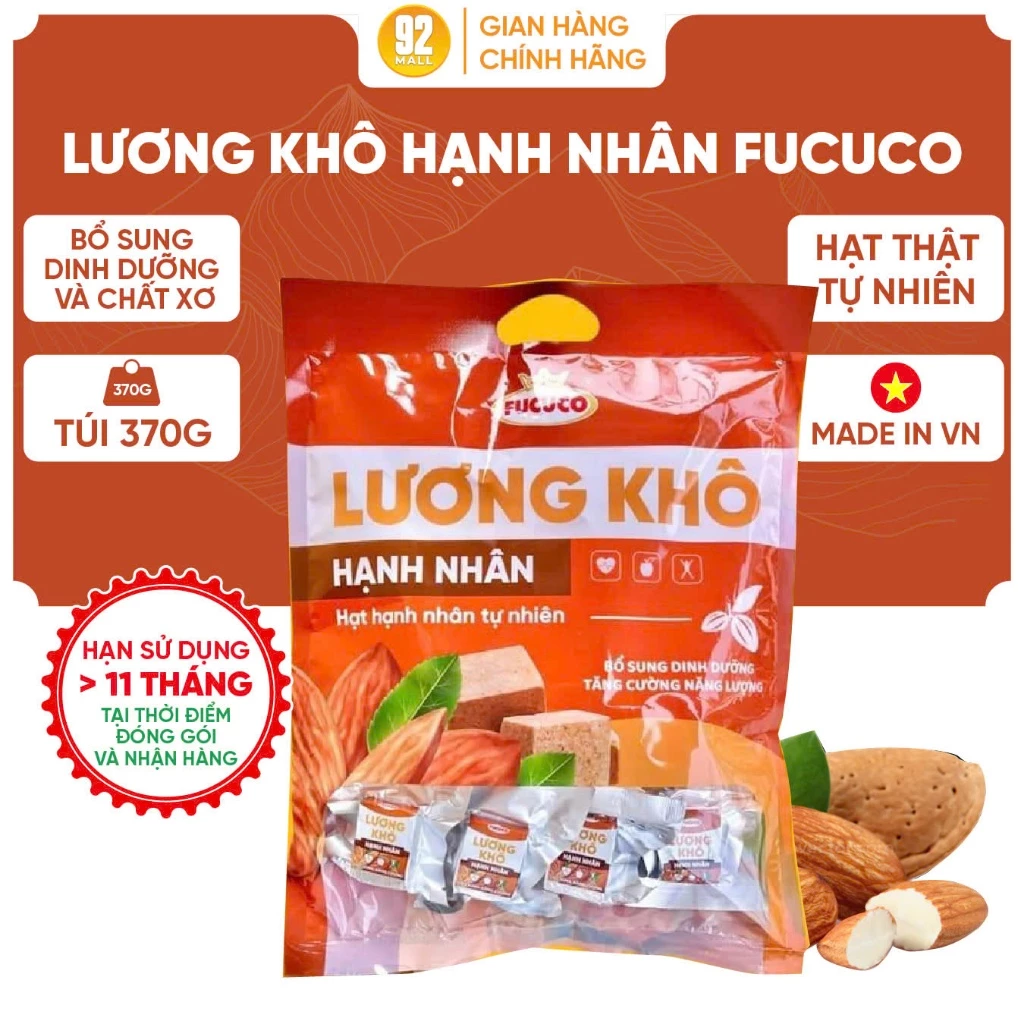 Lương Khô Mini Hạnh Nhân Fucuco 400g Bánh Dinh Dưỡng Thơm Ngon Ăn Vặt Tiện Lợi Cho Ngày Bận Rộn