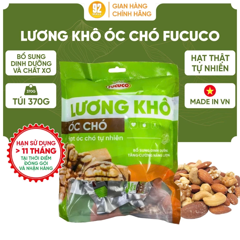 Lương Khô Óc Chó Fucuco Viên Mini Túi 370g Ăn Vặt Dinh Dưỡng Thơm Ngon Cho Ngày Bận Rộn
