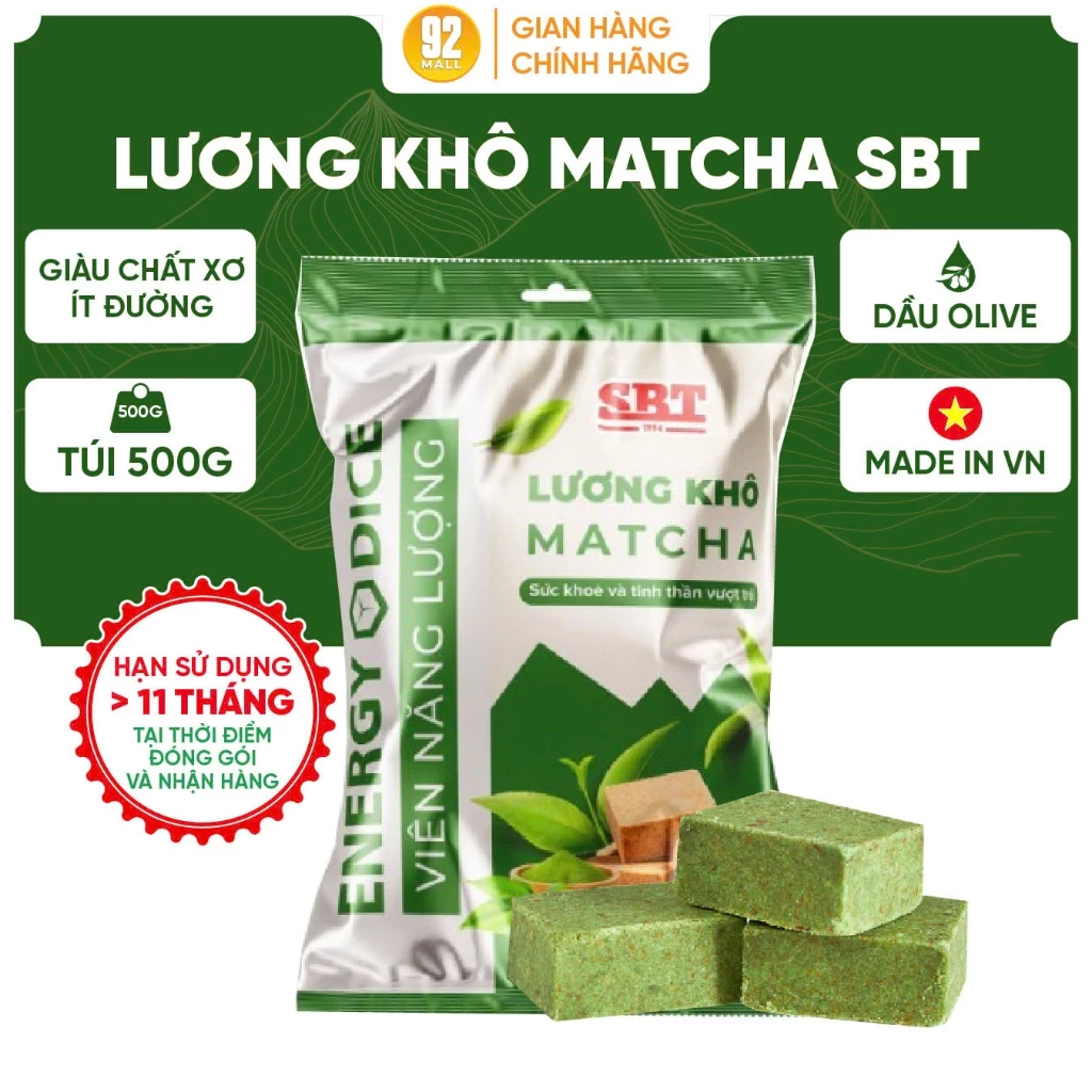 Lương Khô Matcha SBT 500g Viên Năng Lượng Dinh Dưỡng Thay Thế Bữa Ăn Tiện Lợi