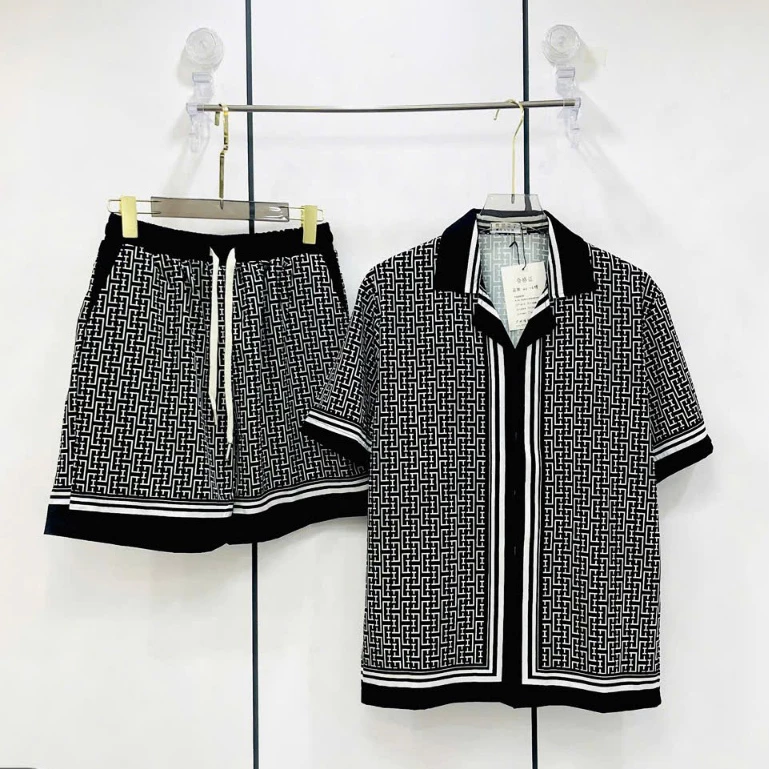 bộ đồ cộc tay nam in họa tiết dáng suông siêu thoáng mát, bộ quần áo sơ mi nam chất lụa cao cấp N48
