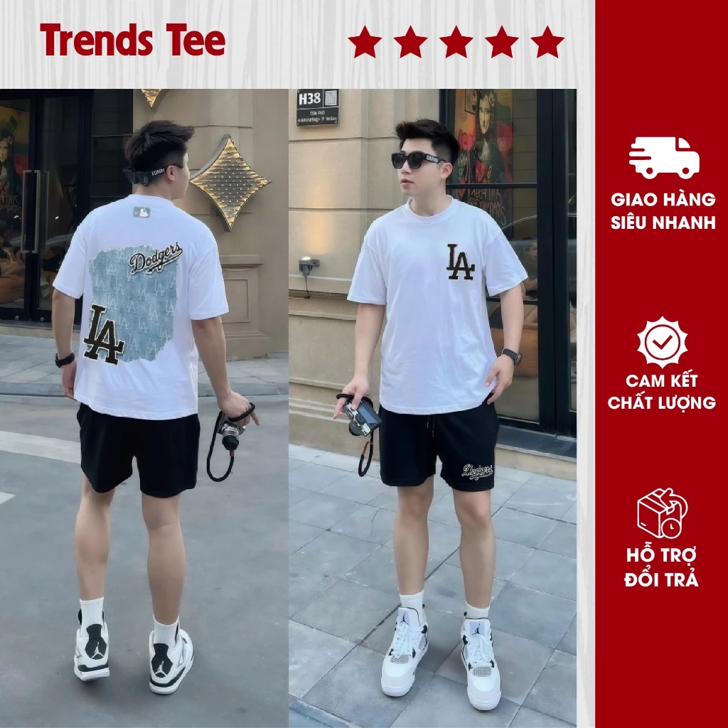 Set Bộ Nam Nữ Form Rộng Áo Cotton 100% & Quần Quần Nỉ Chân Cua Đứng Form Cao Cấp In Hình Nờ Y Dodger