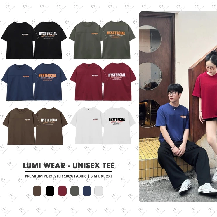 (DEAR) Aó thun Form Boxy Nam Nữ, Unisex Local Brand Lumi Wear, Aó thun in 2 mặt HYSTERCIAL thoáng mát