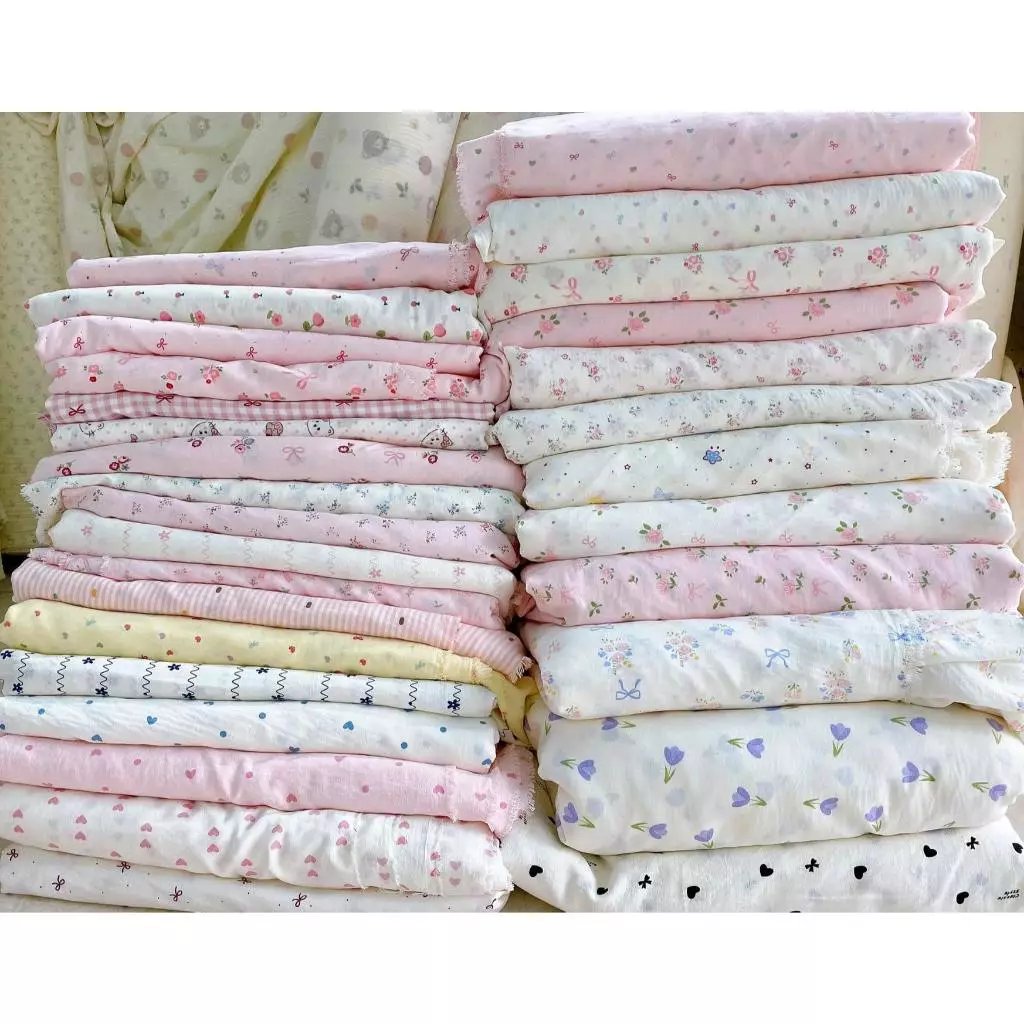 ⚡️ SỈ LẺ⚡️Vải đũi hoa nhí, hoạ tiết dễ thương may váy đầm, đồ bộ, handmade khổ 1m5