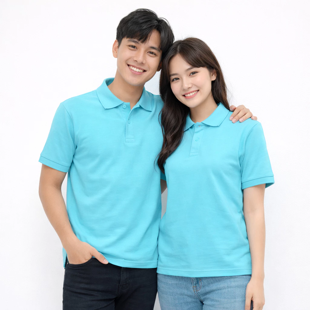 Áo Thun Có Cổ Cá Sấu Thời Trang 24h Xanh Ngọc - Thiên Thanh Phom Xuông Đông Phục Cho Nam Và Nữ