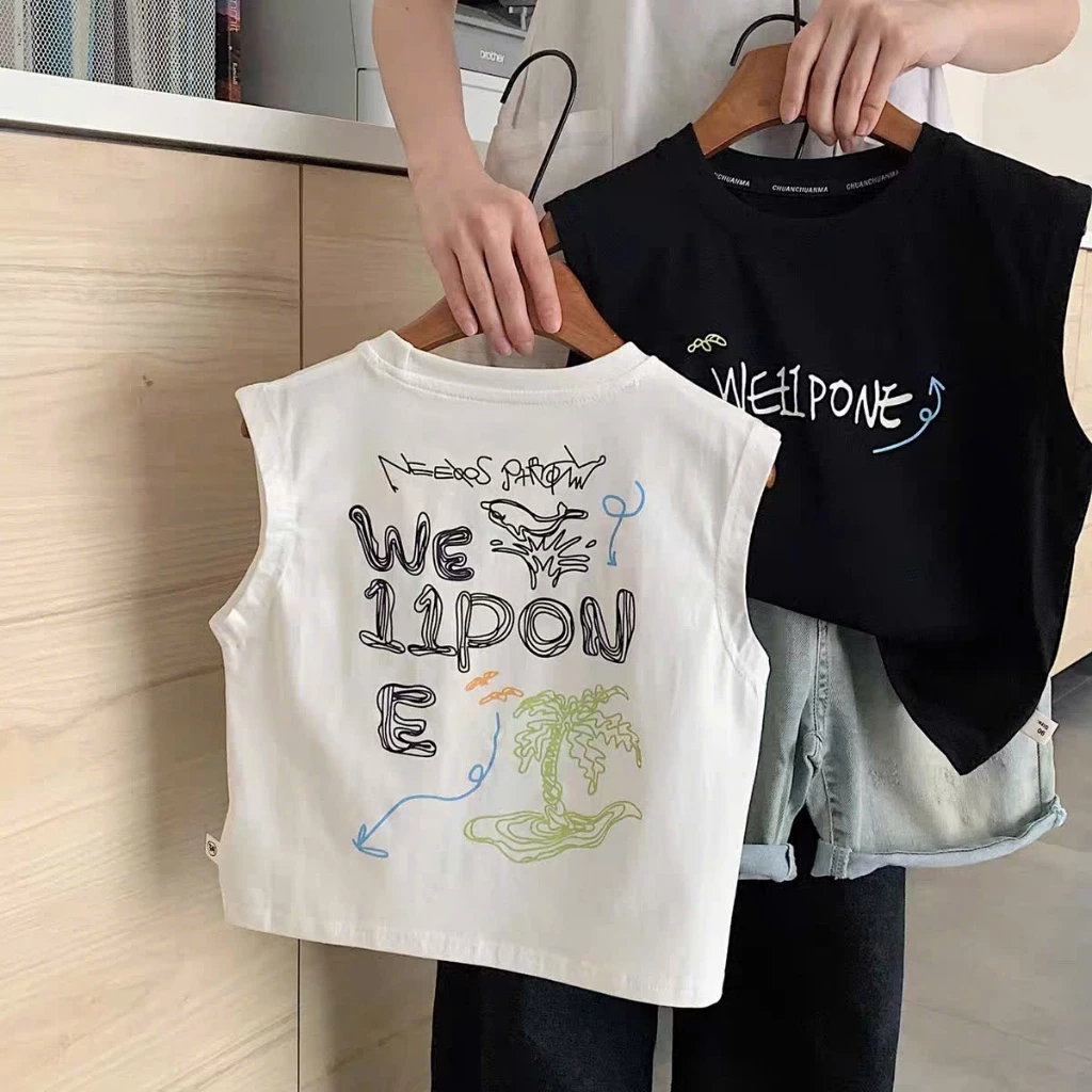 Áo thun sát nách in 2 mặt cá tính cho bé trai ELIOKIDS, áo sát nách mặc hè cho bé từ 7kg-32kg.