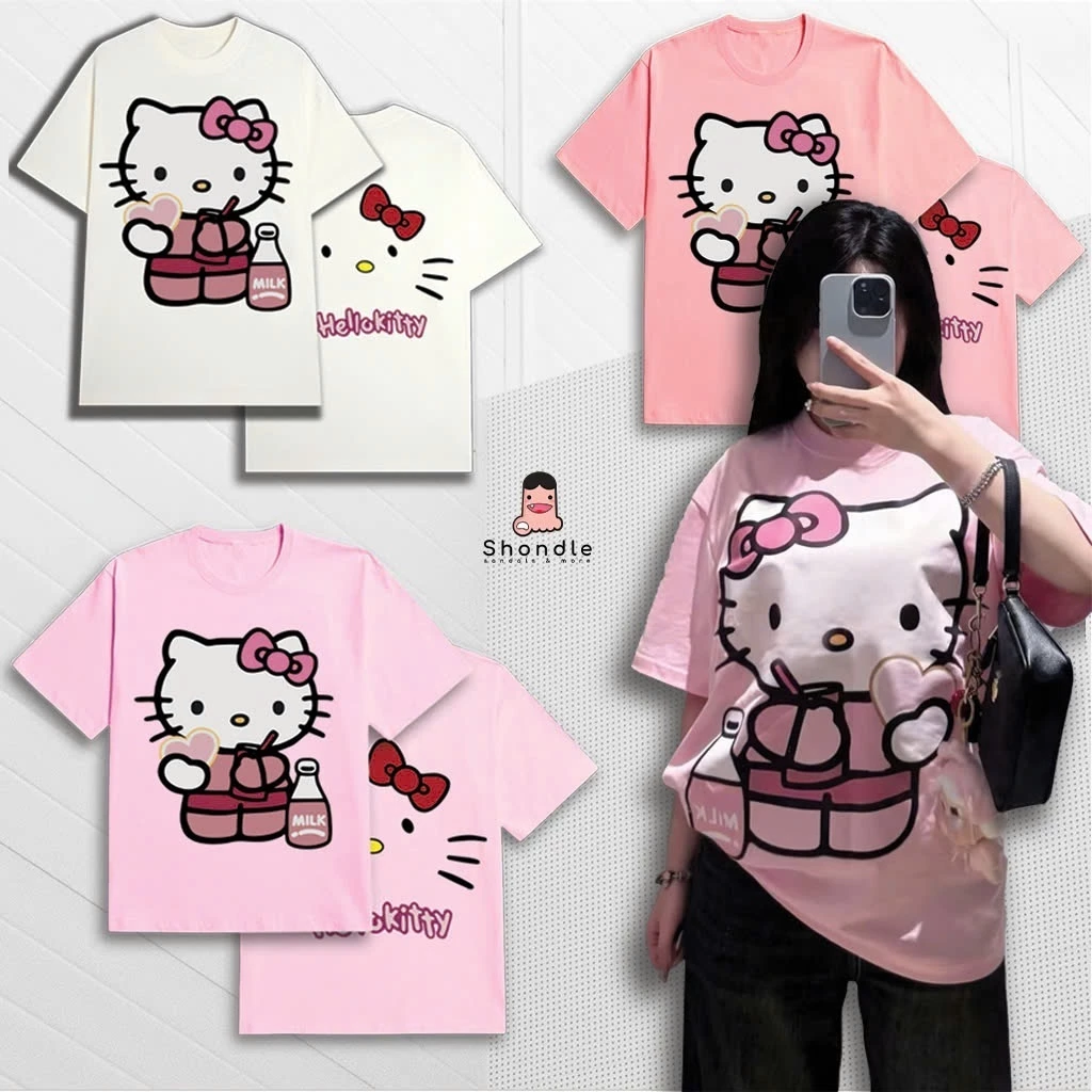 Áo Thun Hello Kitty Hot Trend 2025 Chất Vải Cotton 2 Chiều Dày Dặn Đứng Form