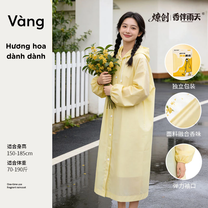 Áo Mưa Đơn EVA Tỏa Hương Thơm Chống Thấm Nước, Áo Mưa Gấp Gọn Bỏ Túi, Thoáng Khí Mang Đi Học, Du Lịch, Concert Tiện Lợi
