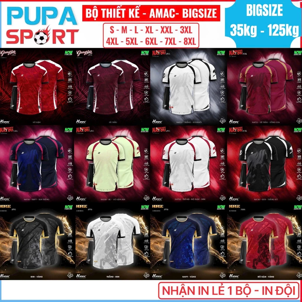 [BIG SIZE 35-125kg] Bộ Quần Áo Bóng Đá Không Logo Gangter - Màu Đỏ Đậm/Bã Trầu, Vải Mè Cao Cấp Cho Nam Nữ, Có In Tên Uni
