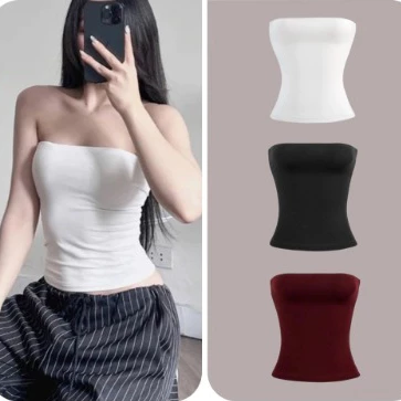 Áo Quây Ngang (KHONG MÚT Ngực ) Dài 38-40cm Chất Thun Gân Co Giãn Thoáng Mát, Áo Ống Nữ Trơn Tối Giản T1