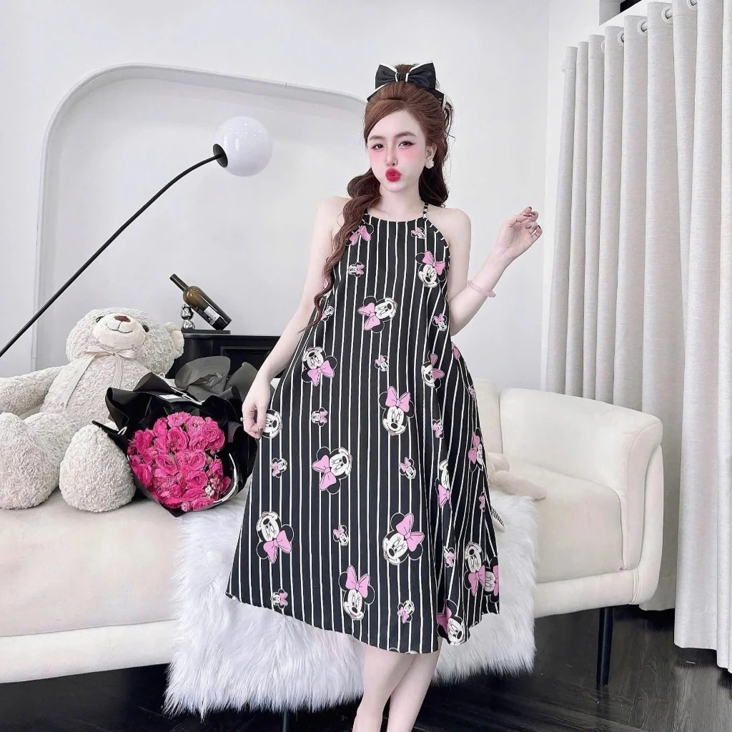 [HỎA TỐC] BL3_Váy Yếm Dài Mặc Nhà[40-75kg] Chất Liệu Lụa Mango 100D Mềm, Họa Tiết Dễ Thương, Mát Mẻ Thoải Mái Mùa Hè Bal