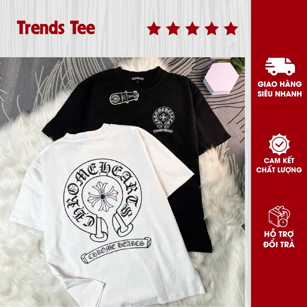 Áo Thun Nam Nữ Cotton 100% Cao Cấp 250Gsm In Hình Chrome Form Dày Dặn Co Giãn 2 Chiều