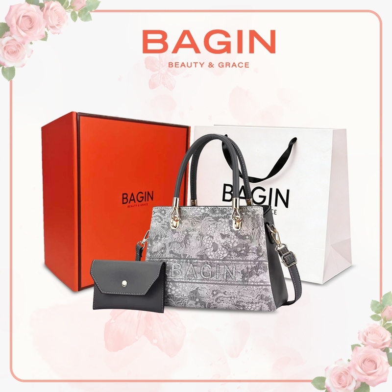 BAGIN Túi Quai Xách Logo Thêu Sang Trọng Có Quai Thời Trang Công Sở Đi Tiệc…