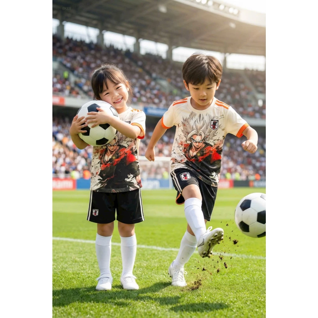Bộ Quần Áo Bóng Đá Nhật Kem Trẻ Em Siêu Dễ Thương (Từ 8-38kg)Thun Mè Cao Cấp Thoáng Mát Logo Thêu Kids