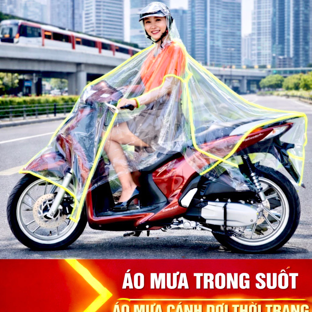 Áo mưa choàng trong suốt 1 đầu Duy Phúc chất liệu PVC trong suốt không thấm nước