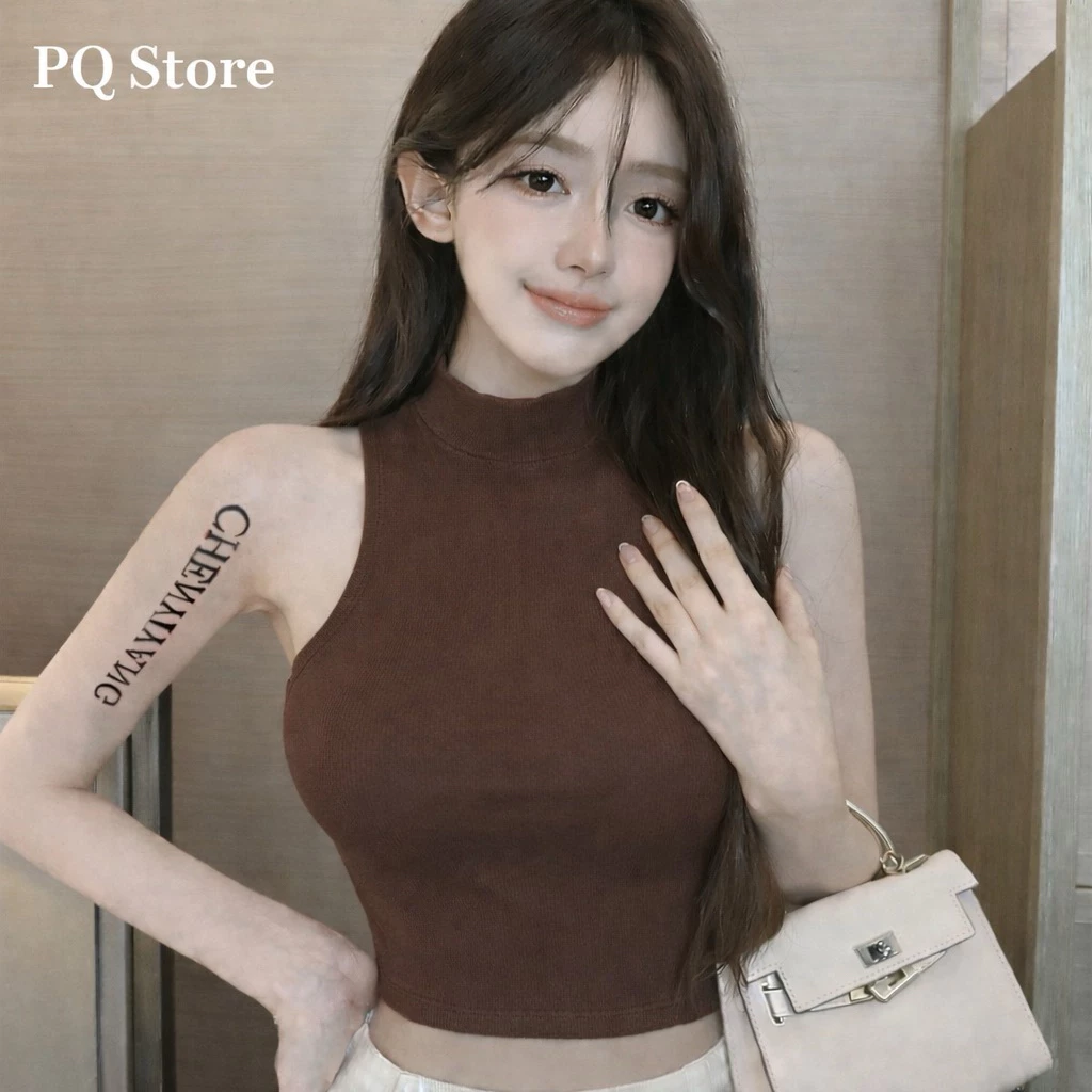 PQ14- Áo crotop 3 lỗ nữ (dài áo 37cm) chất bozip mềm mịn phong cách Hàn Quốc