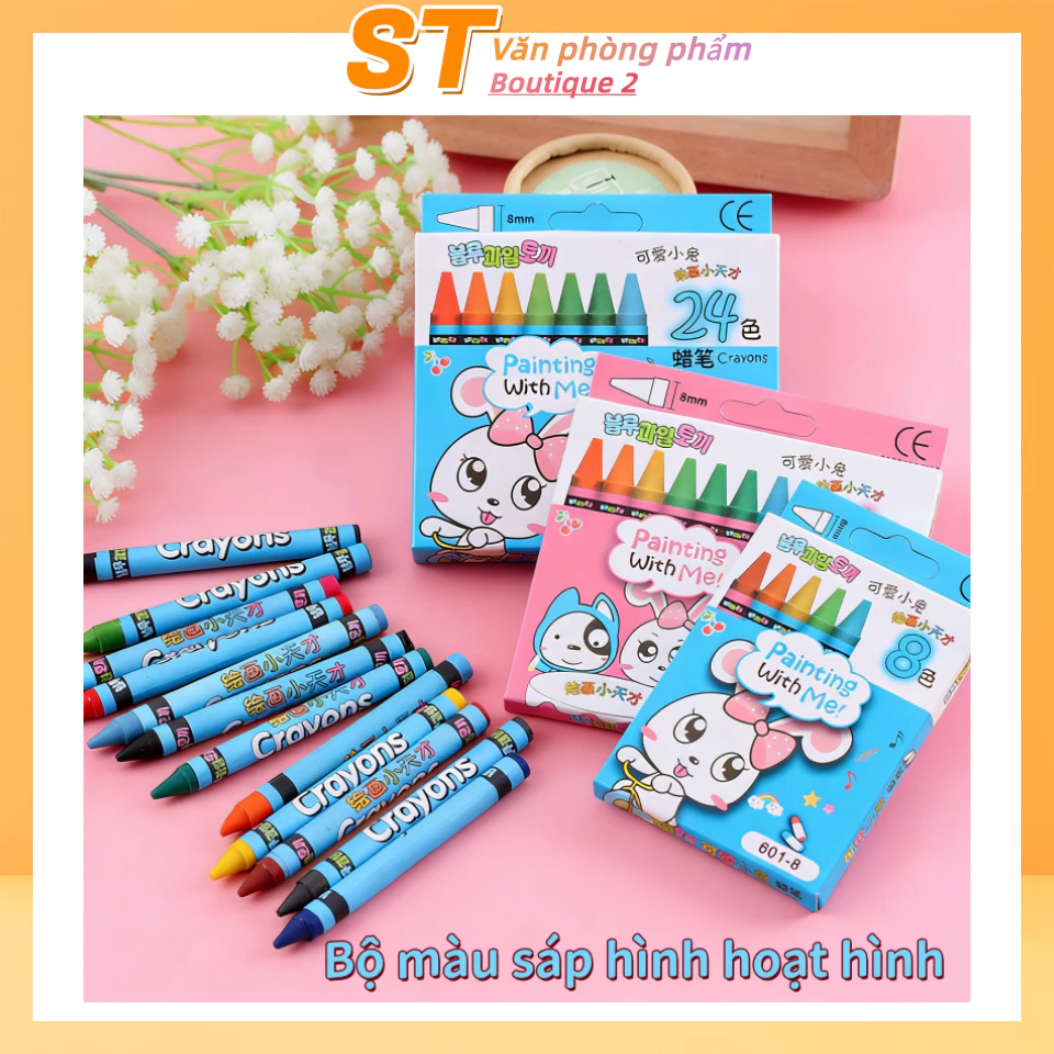 Bộ sáp màu sáng tạo 8/12/24 màu bút vẽ que sơn dầu bút tô màu cho trẻ em học sinh phần thưởng học sinh