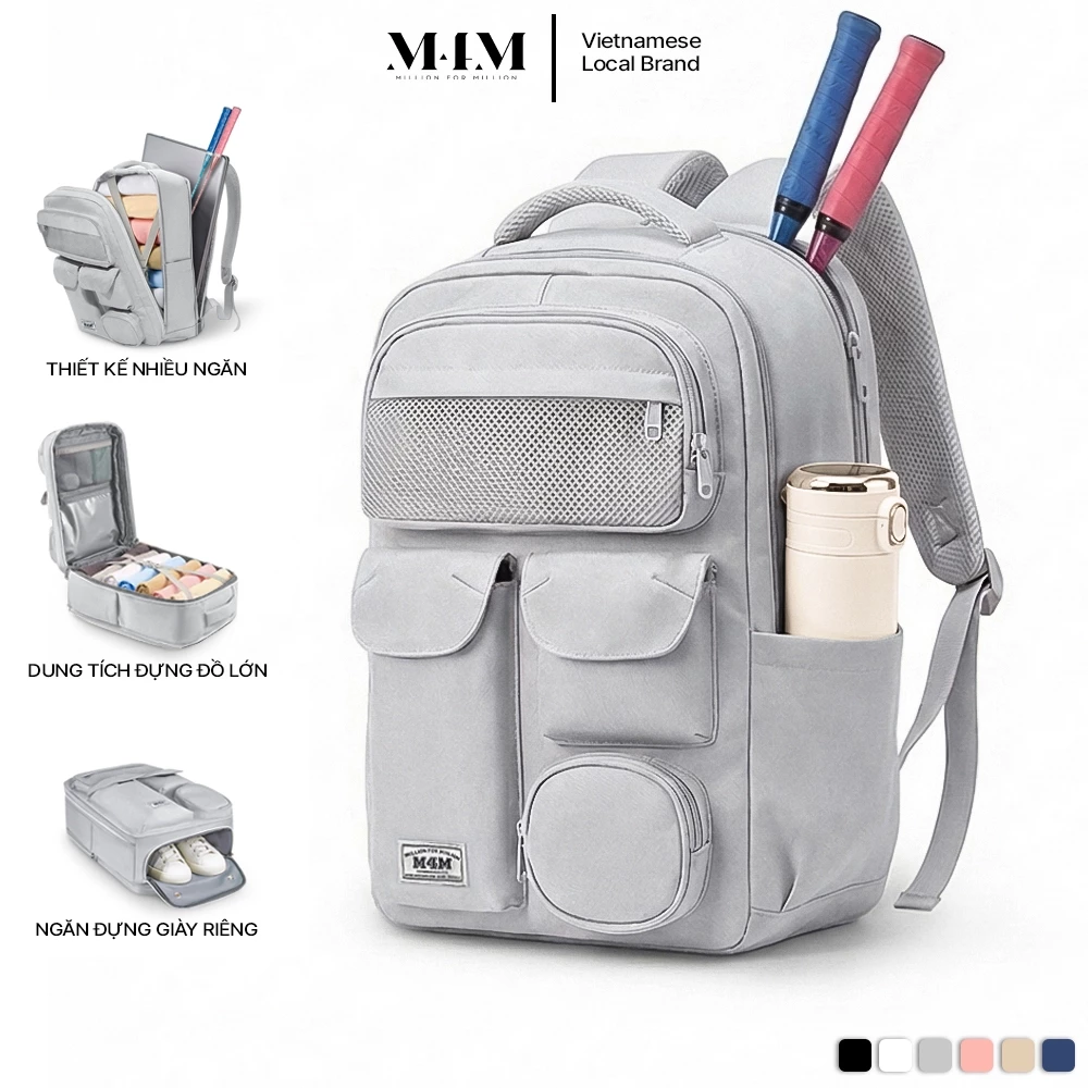 Balo đựng đồ quần áo vợt cầu lông laptop đa năng M4M NOMAD Backpack BM008 Balo du lịch chống nước
