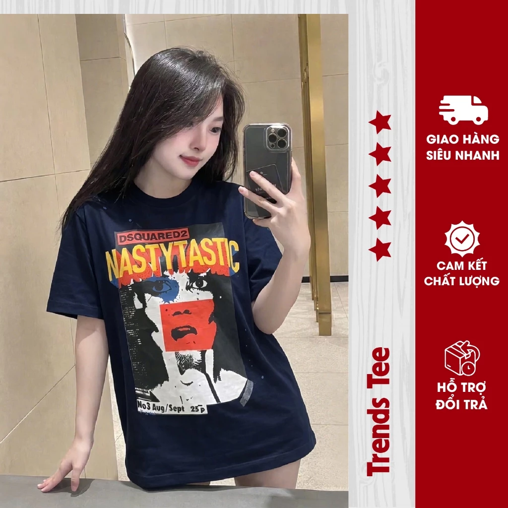 Áo Thun Nam Nữ Cotton 100% Cao Cấp 250Gsm In Hình DSQ Nastytastic Form Dày Dặn Co Giãn 2 Chiều