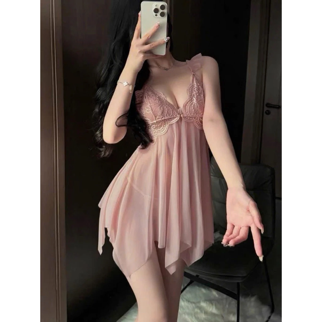 Hàng Quảng Châu Tặng chip, có đệm ngực. Váy ngủ sexy ren xuyên thấu quyến rũ gợi cảm hàng Quảng Châu cao cấp HV283 T1052
