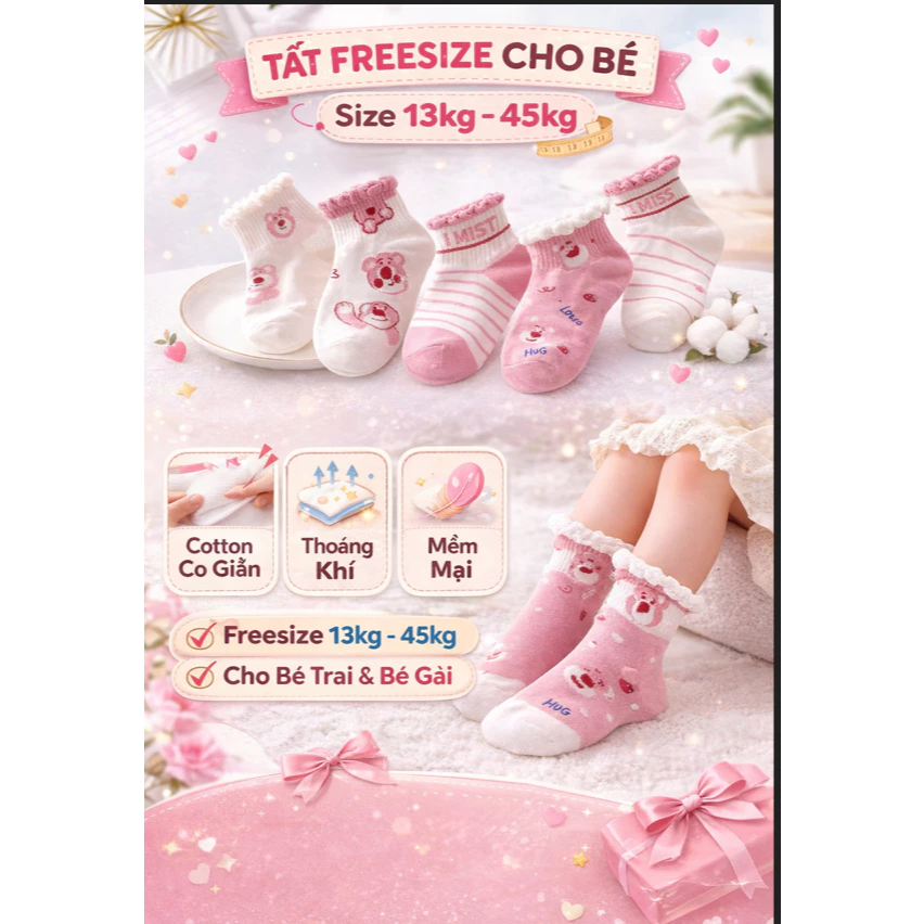 Phụ KIện Không Thể Thiếu Cho Bé Gái Từ 13-45kg : 10 Đôi Tất Bất Kỳ Từ Các Mẫu Ảnh Từ Shop Để. Model: TẤT CHO BÉ GÁI