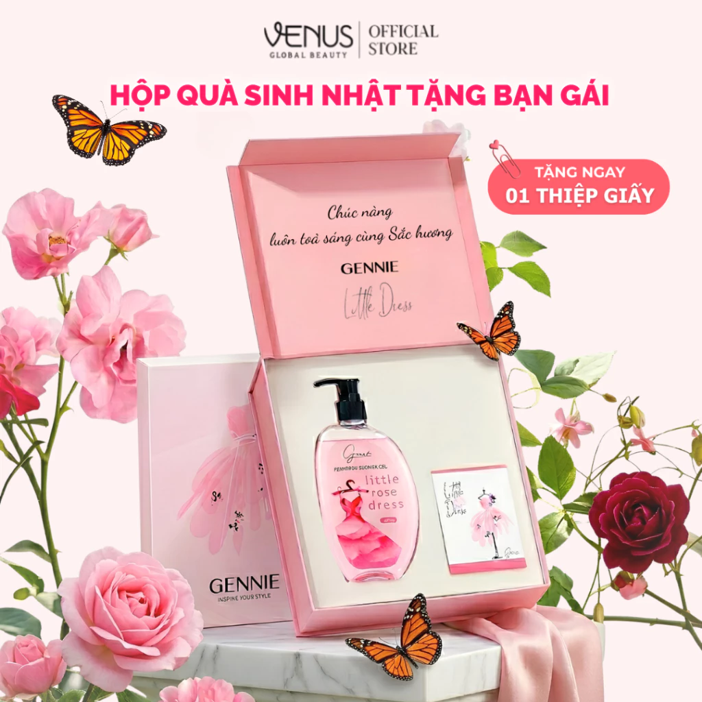 Hộp Quà Tặng Bộ đôi Nước hoa và Sữa tắm nước hoa Nữ Gennie Little Dress 50ml + 450ml