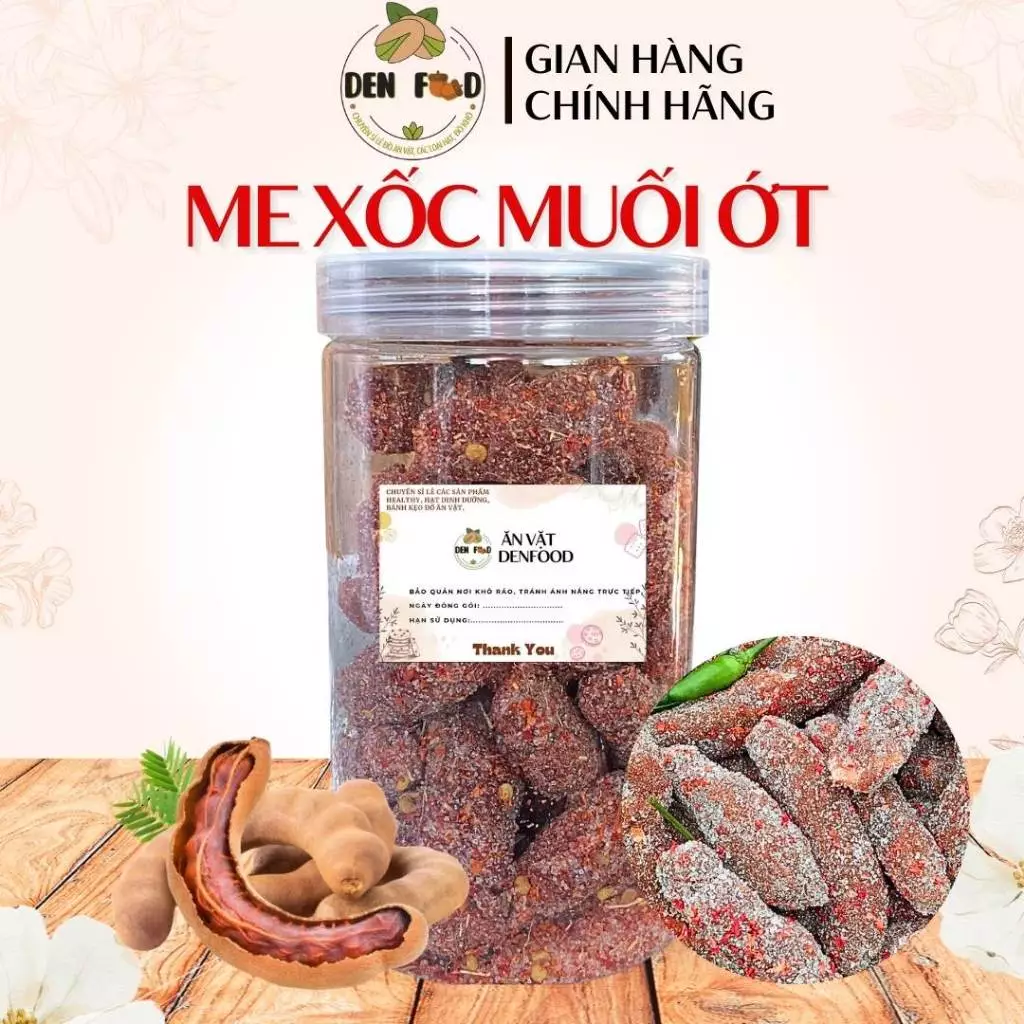 Hũ 500g Me Xí Muội Đỏ Xốc Muối Ớt Chua Cay - Ăn Vặt Denfood