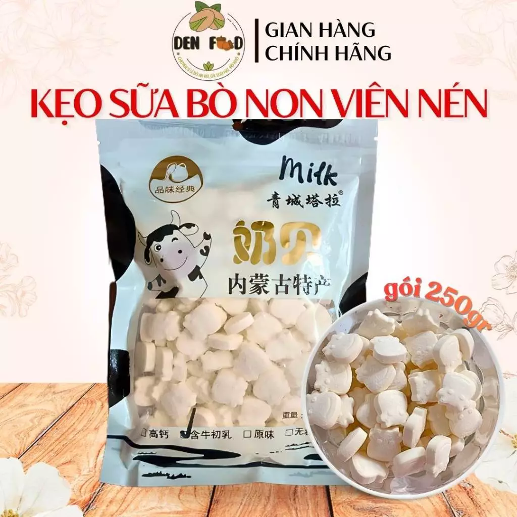 Kẹo Sữa Bò Non Viên Nén Gói 250gr - Ăn Vặt Denfood