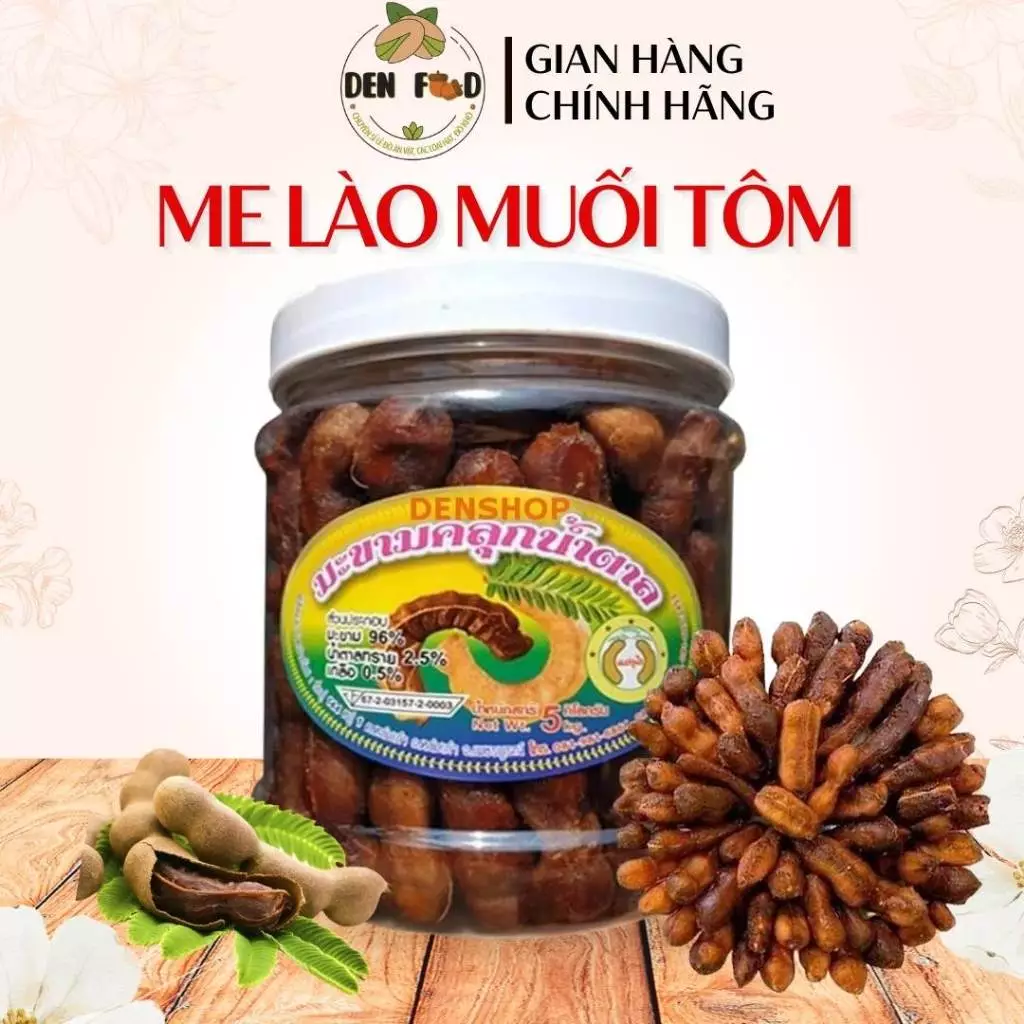Me Lào Muối Tôm Hũ 500g, Me Dẻo Chua Ngọt Kèm Muối Tôm – Ăn Vặt Denfood
