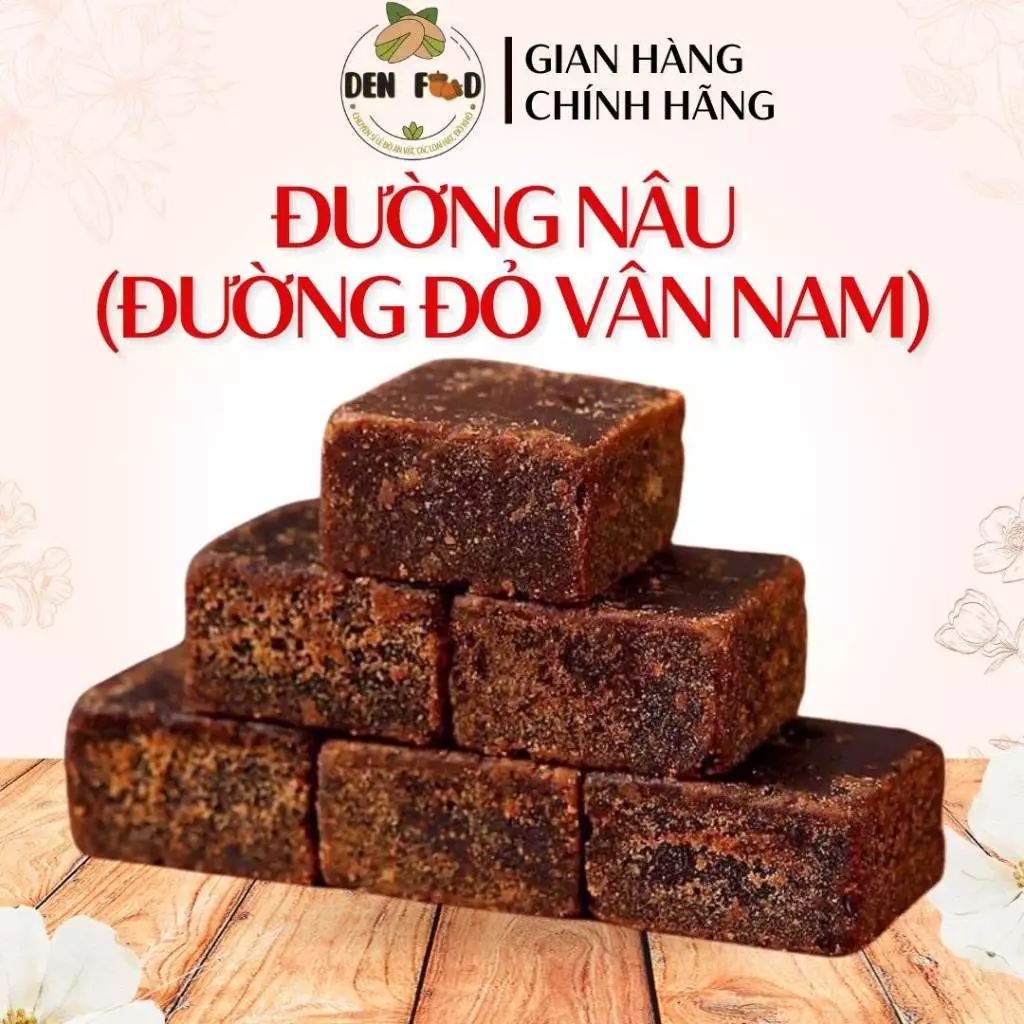 1kg Đường Nâu Nguyên Vị (Đường Đỏ Vân Nam) Bổ Khí Huyết Giảm Đau Bụng - Ăn Vặt Denfood