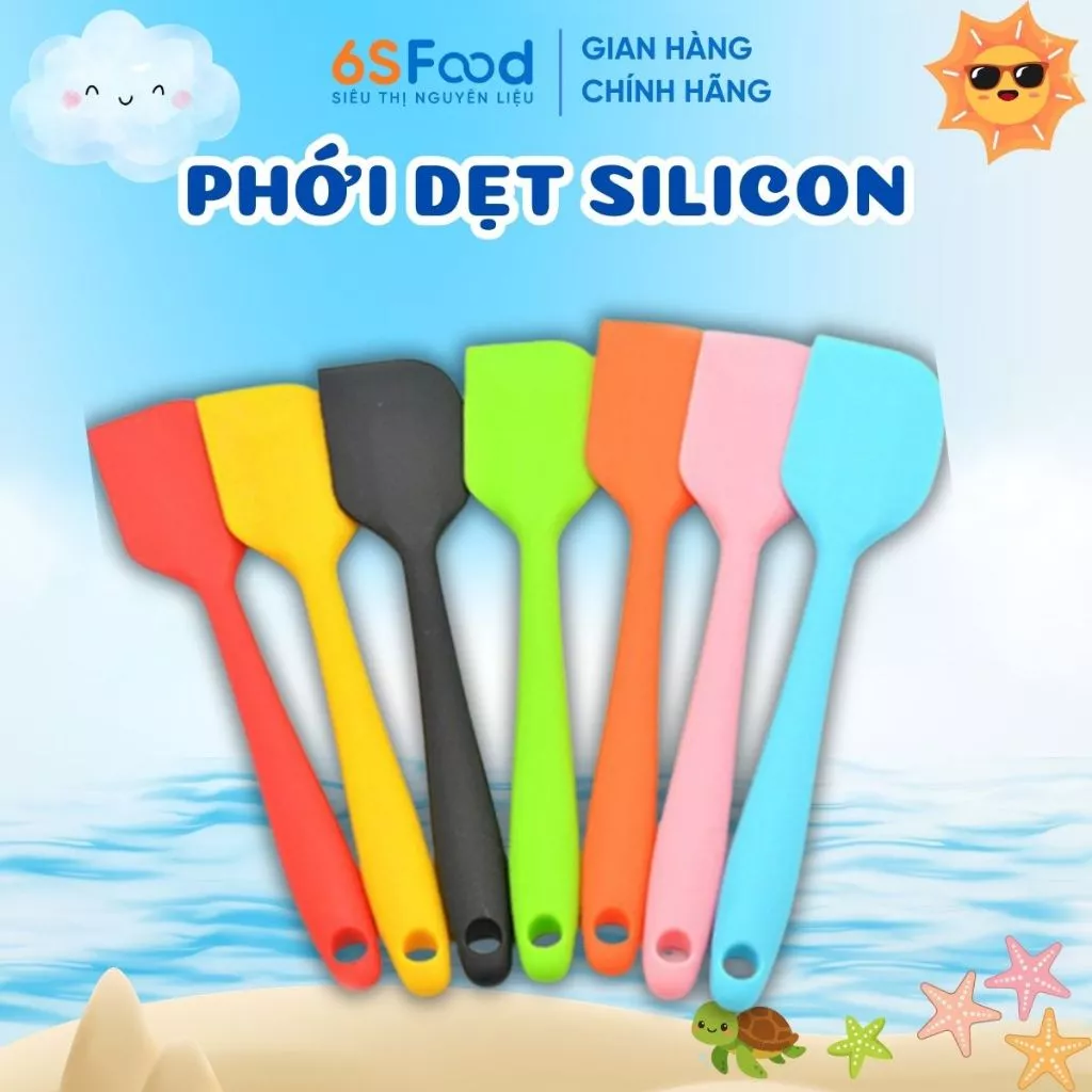 Phới Dẹt Silicon, Spatula Đúc Cao Cấp, Thìa Trộn Bột Làm Bánh, Làm Kẹo Nougat - 6SFOOD