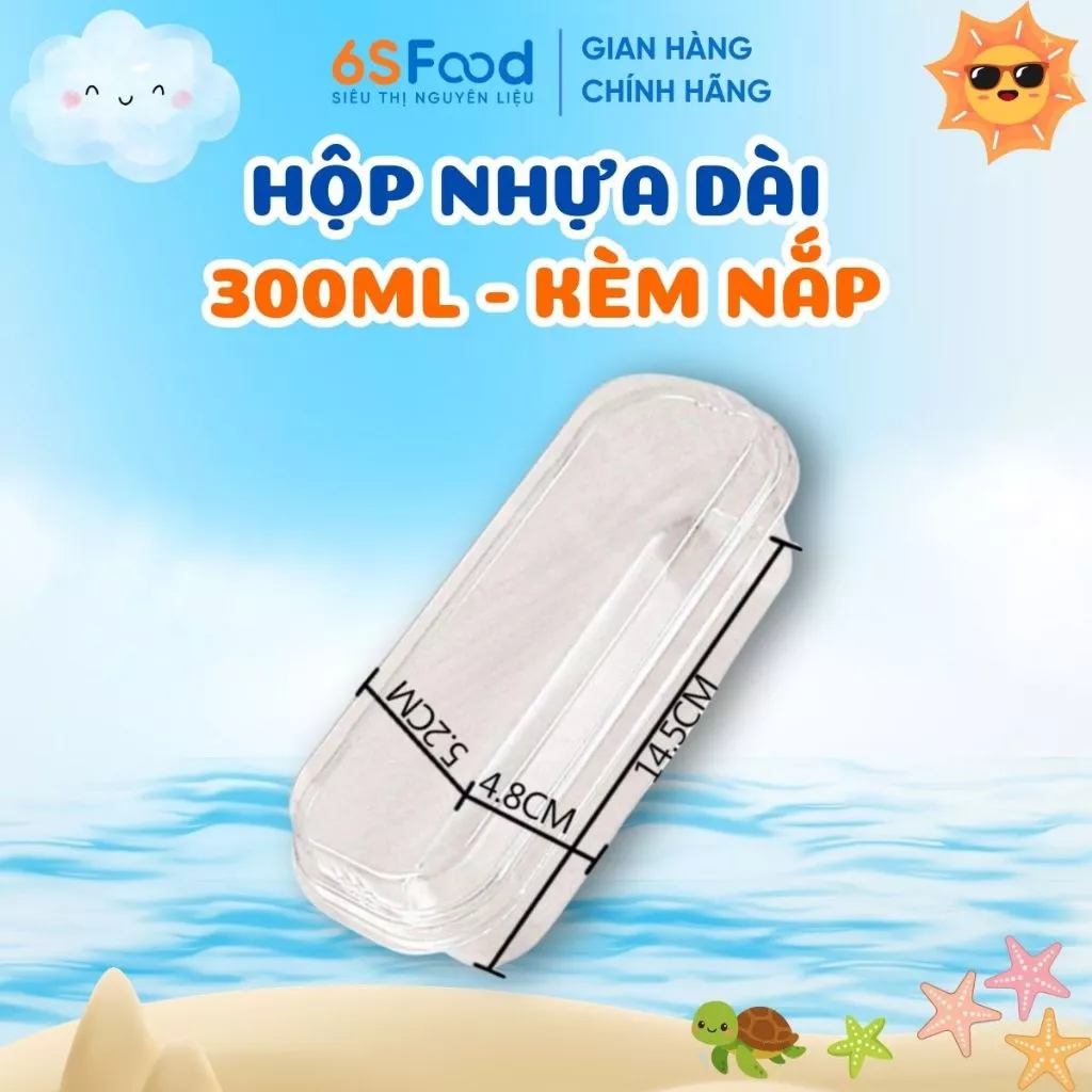 Hộp Nhựa Dài 300ml Đựng Bánh Pannacotta, Mousse, Tiramisu, Macaron, Su Kem,... Kèm Nắp 6SFOOD